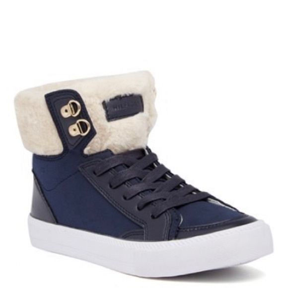 faux fur high top sneakers